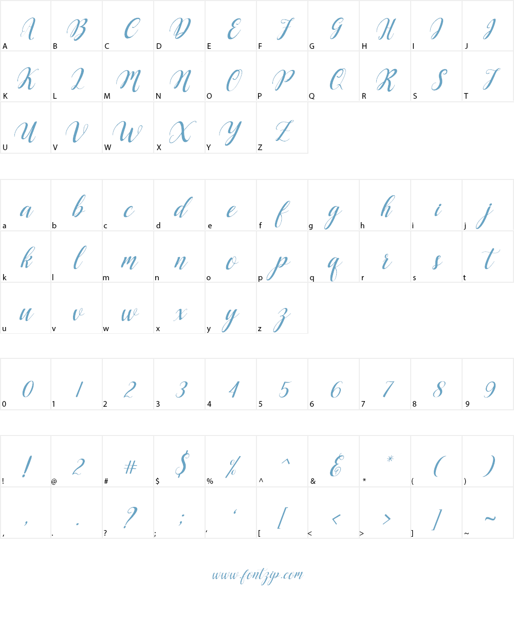 Angellie Script Font Character